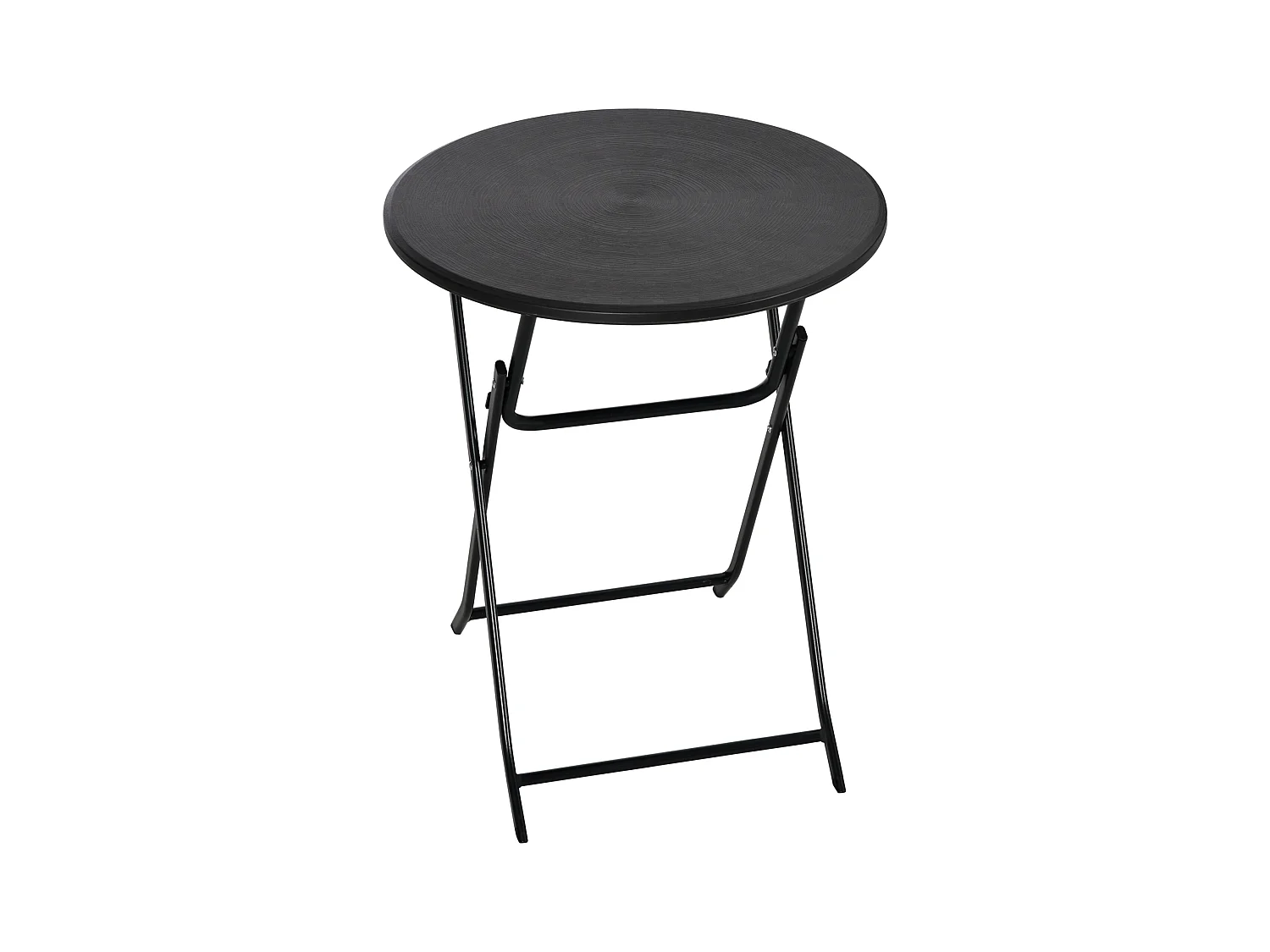 Opvouwbare ronde tafel voor buiten, HDPE-houtlook blad, stalen frame, donkergrijs (Ø60x73cm)