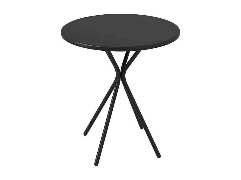 Tavolo rotondo pieghevole in metallo con piedini antiscivolo, nero, (60x60x70 cm)