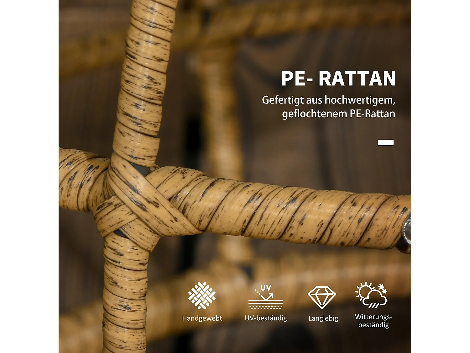 Set de 2 tables basses tressées à la main, design boho, rotin PE, sable (Ø60x47 cm et Ø46x37 cm)