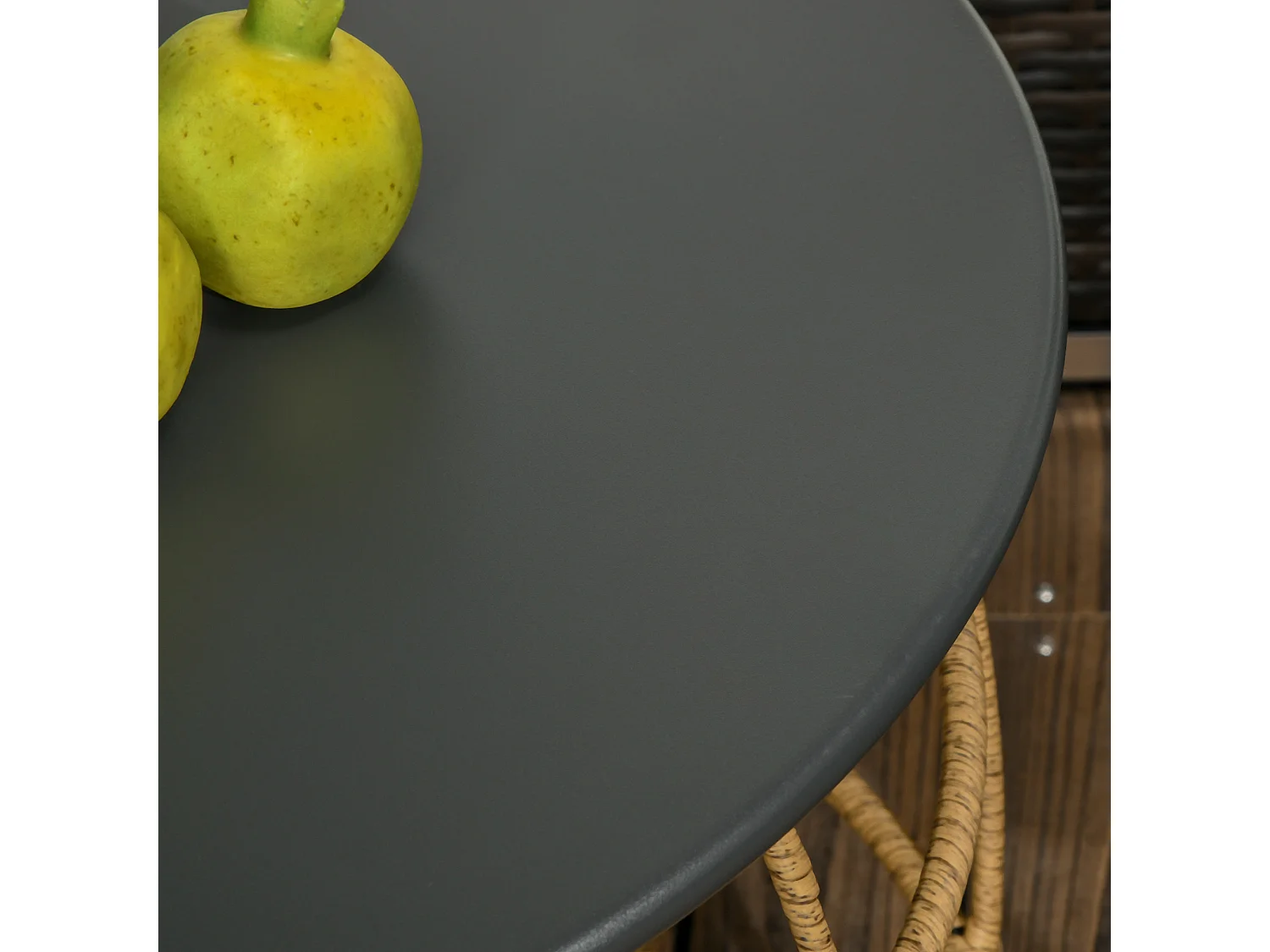 Set de 2 tables basses tressées à la main, design boho, rotin PE, sable (Ø60x47 cm et Ø46x37 cm)