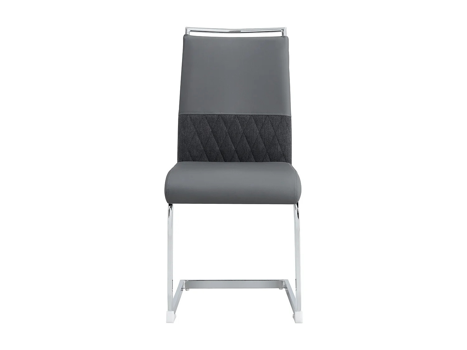 Lot de 4 chaises de salle à manger modernes, dossier en PU et lin, assise en velours gris, structure métallique (47x43x86 cm)