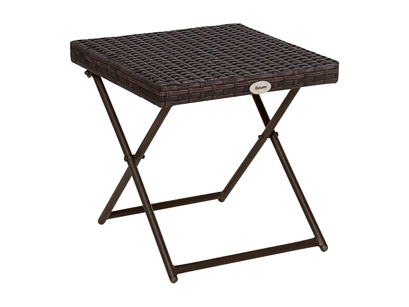 Table d'appoint pliante pour jardin, table de terrasse en métal avec design en rotin, coloris noir (40x40x40 cm)