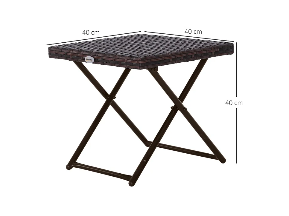 Table d'appoint pliante pour jardin, table de terrasse en métal avec design en rotin, coloris noir (40x40x40 cm)