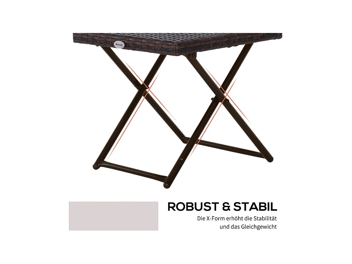 Table d'appoint pliante pour jardin, table de terrasse en métal avec design en rotin, coloris noir (40x40x40 cm)