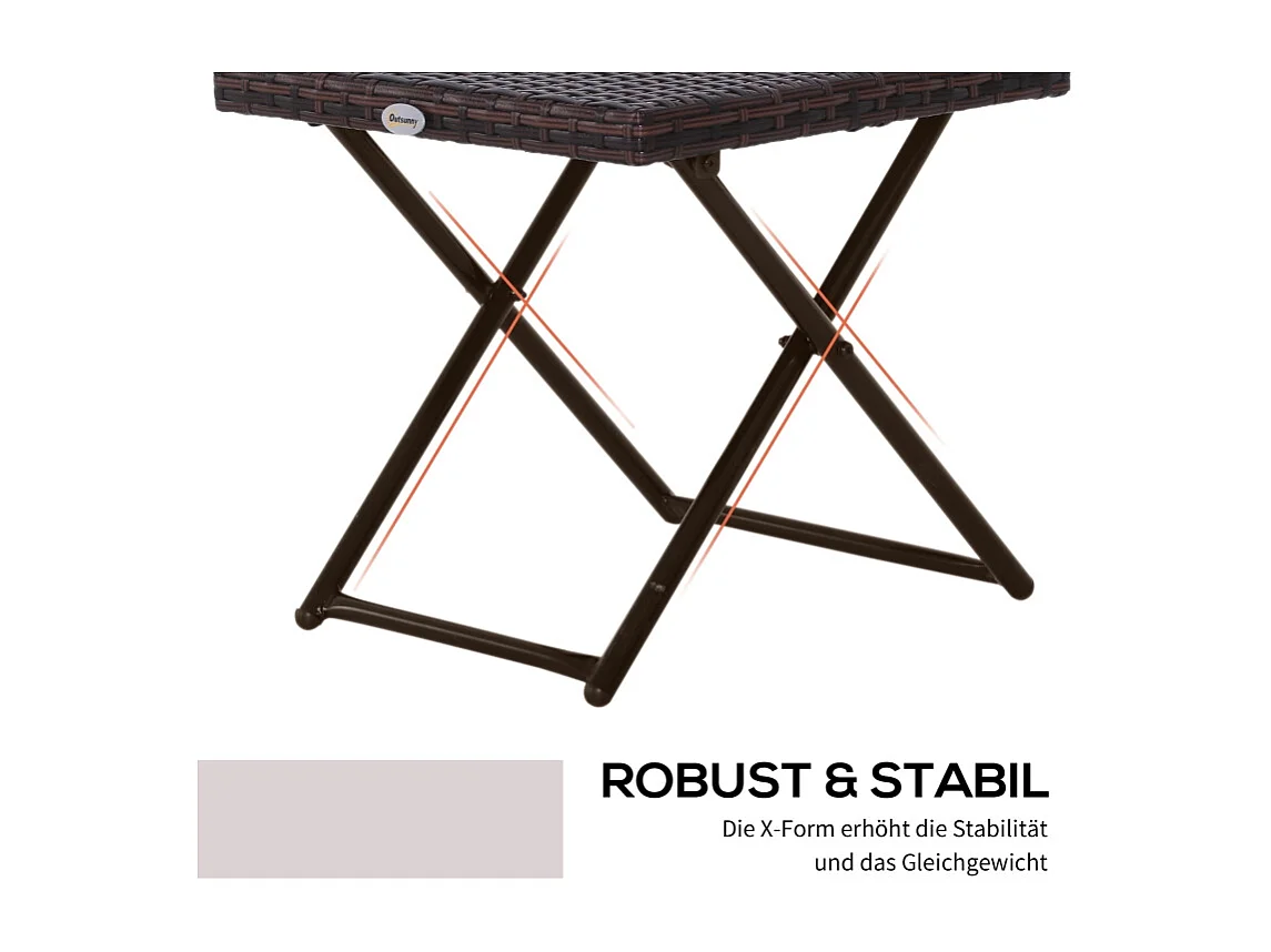 Table d'appoint pliante pour jardin, table de terrasse en métal avec design en rotin, coloris noir (40x40x40 cm)