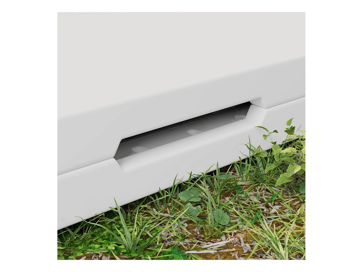 Verstelbare, opvouwbare kampeertafel, modern design, kunststof en metaal, wit (86x86x74 cm)