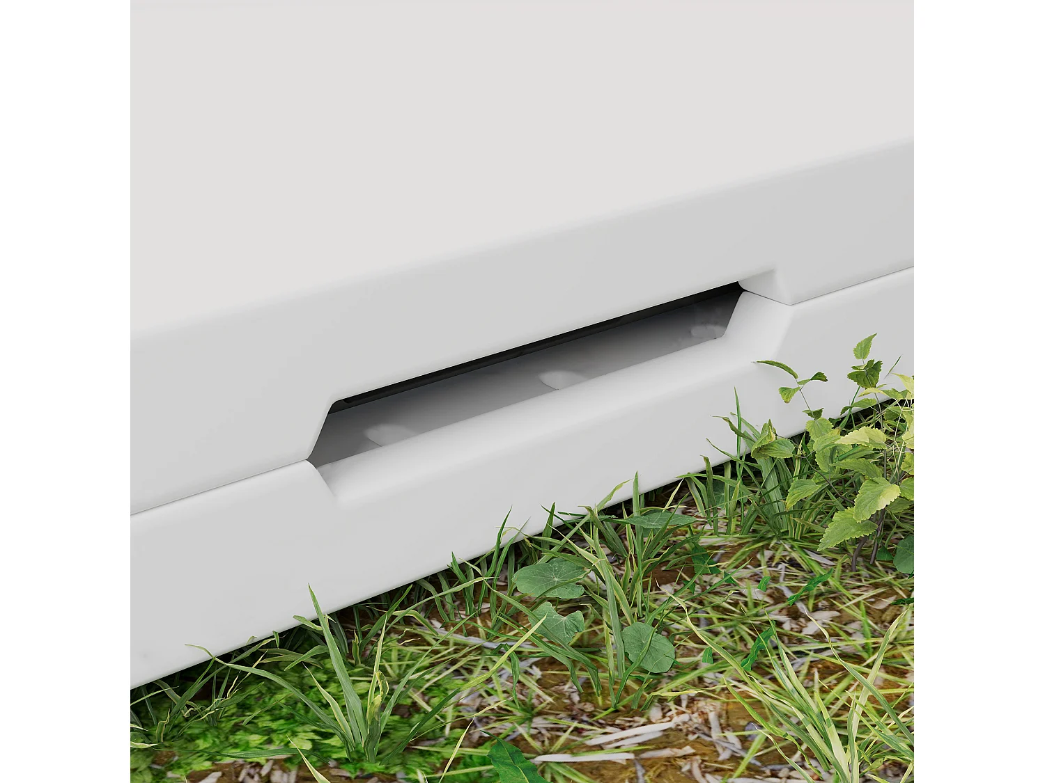 Table pliante de camping réglable, design moderne, plastique et métal, blanche (86x86x74 cm)