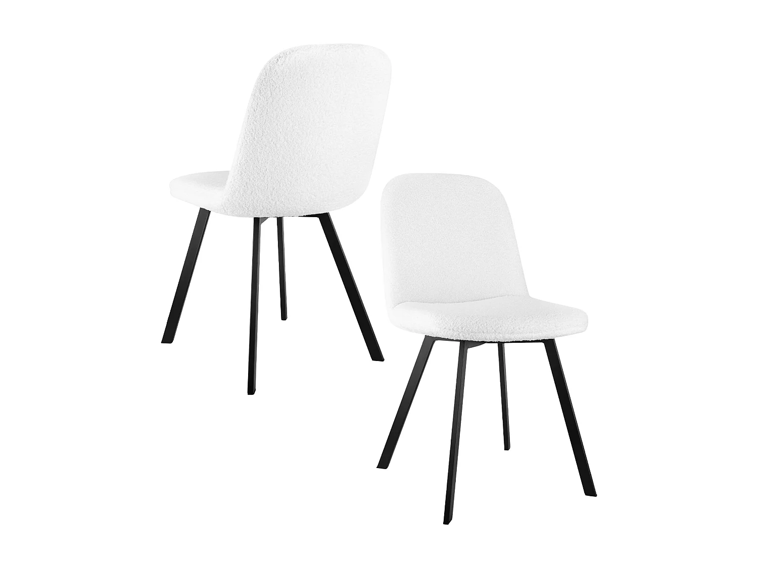 Juego de 2 sillas de comedor en tejido afelpado, acolchado suave, estructura de metal, color beige (44x43x84 cm)