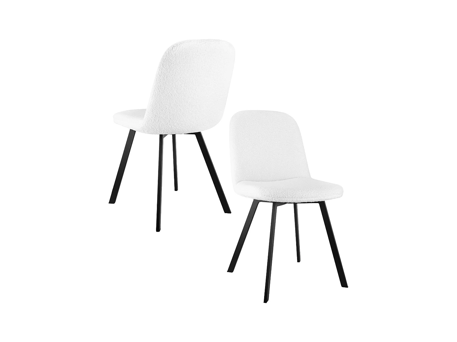 Set van 2 eetkamerstoelen in pluche-fleece stof, zachte vulling, metalen frame, beige (44x43x84 cm)