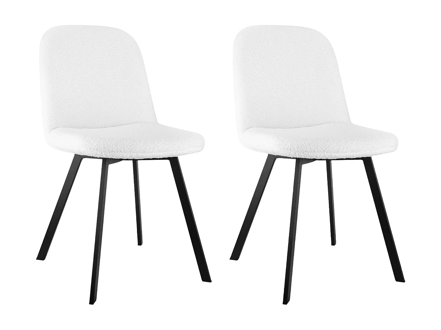 Lot de 2 chaises de salle à manger en Tissu peluche-fleece, rembourrage doux, structure métallique, beige (44x43x84 cm)