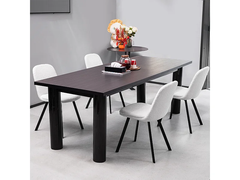 Lot de 2 chaises de salle à manger en Tissu peluche-fleece, rembourrage doux, structure métallique, beige (44x43x84 cm)