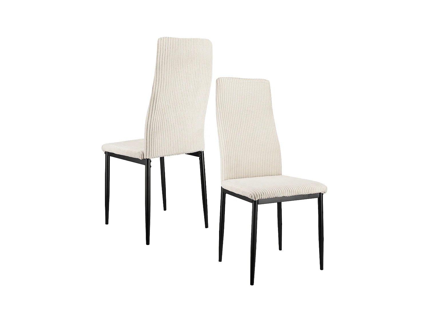 Lot de 4 chaises de salle à manger, dossier haut, assise rembourrée, structure métallique, Velours côtelé ou lin gris (40x39x94 cm)