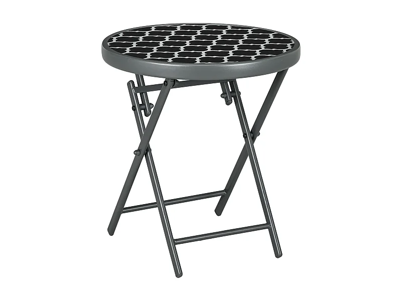 Ronde opklapbare tafel met glazen blad, metaal, zwart (Ø45x50cm)