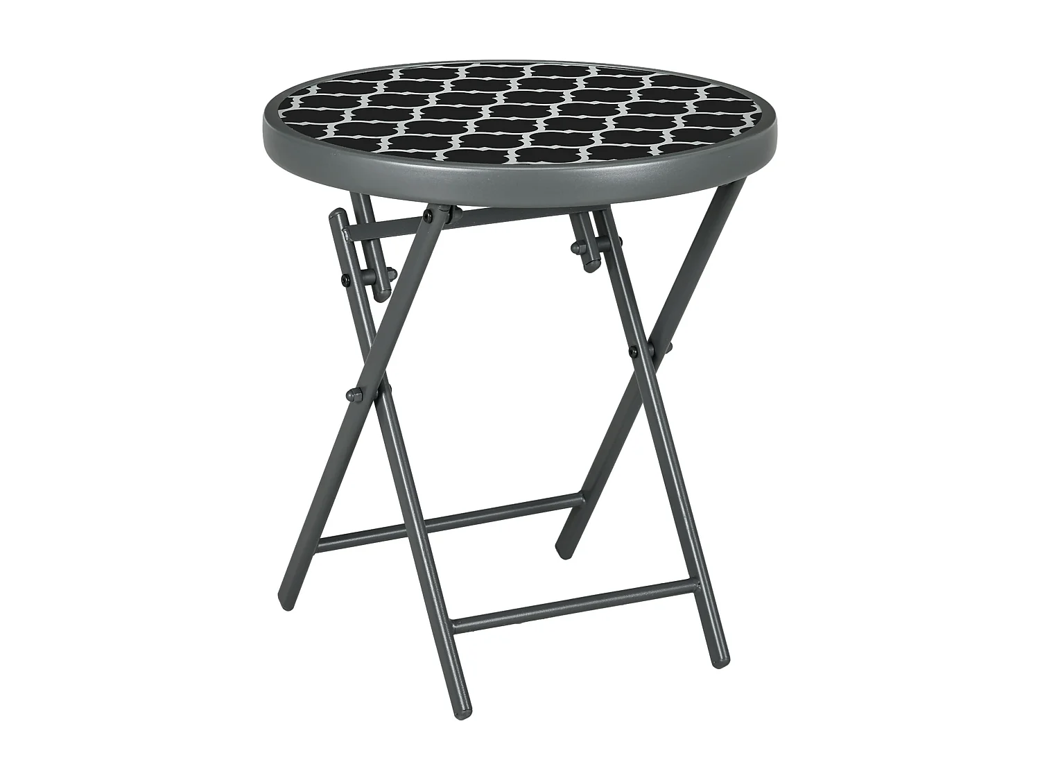 Ronde opklapbare tafel met glazen blad, metaal, zwart (Ø45x50cm)