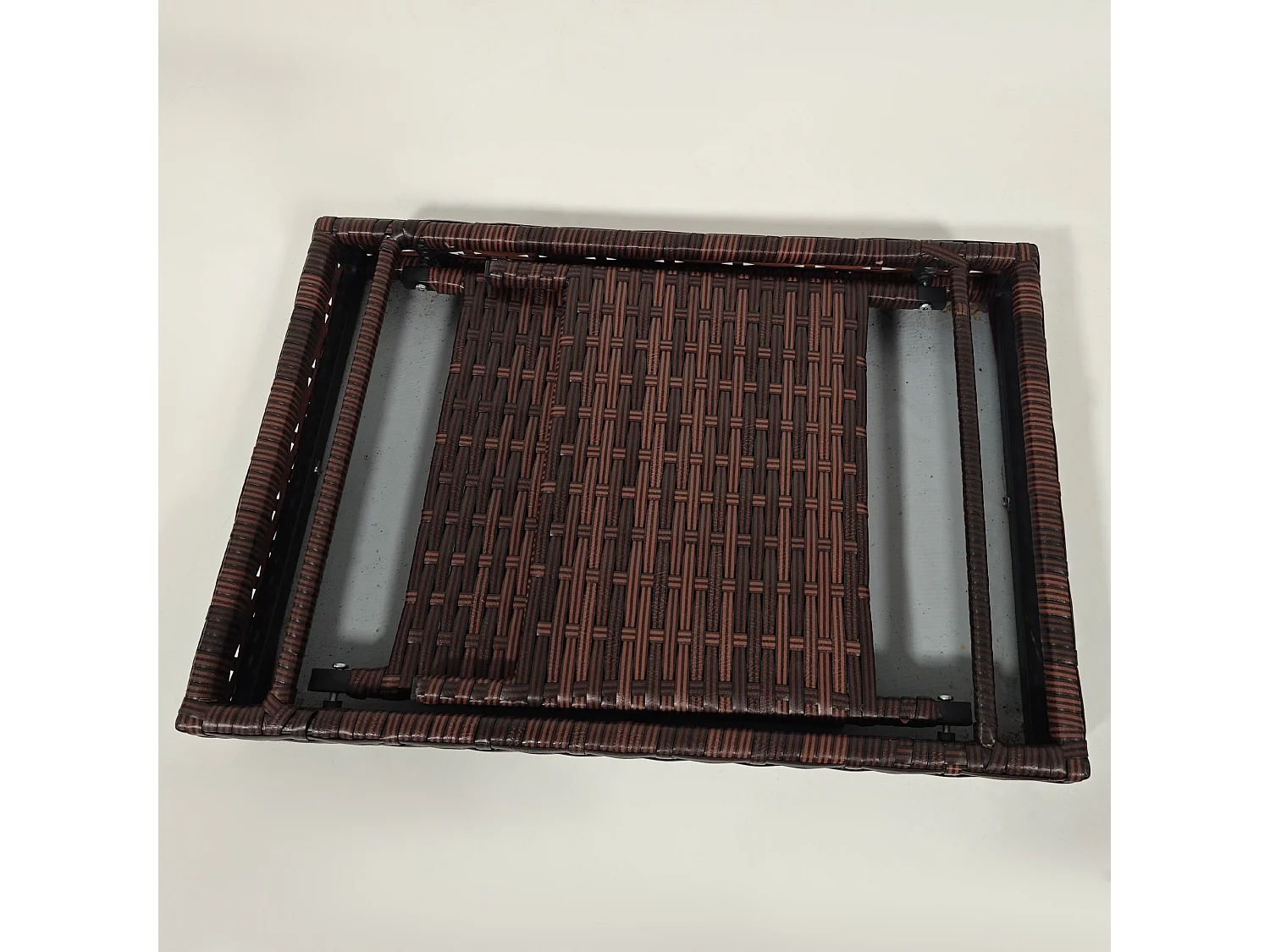 Tavolo pieghevole in rattan sintetico resistente alle intemperie, marrone, per balcone e terrazza (60x41x41cm)