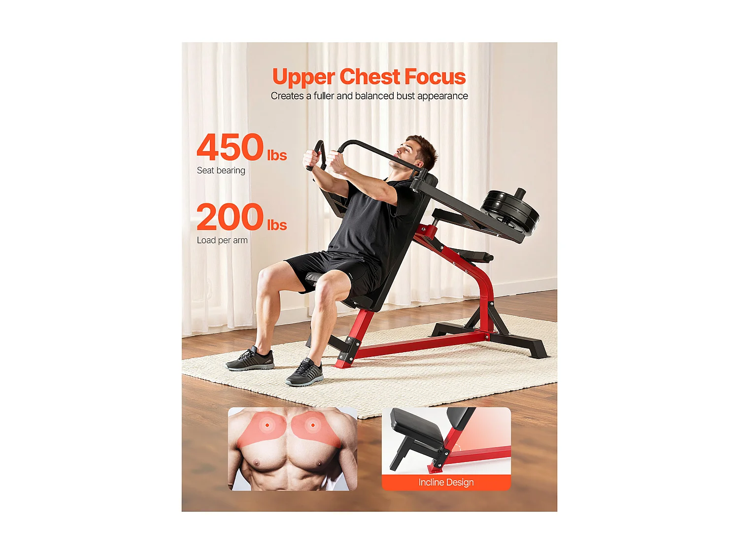 Appareil de Musculation SucceBuy, pour Écarté Incliné et Inversé Deltoïde, pour Entraînement du Haut du Corps, Équipement pour Gym à Domicile