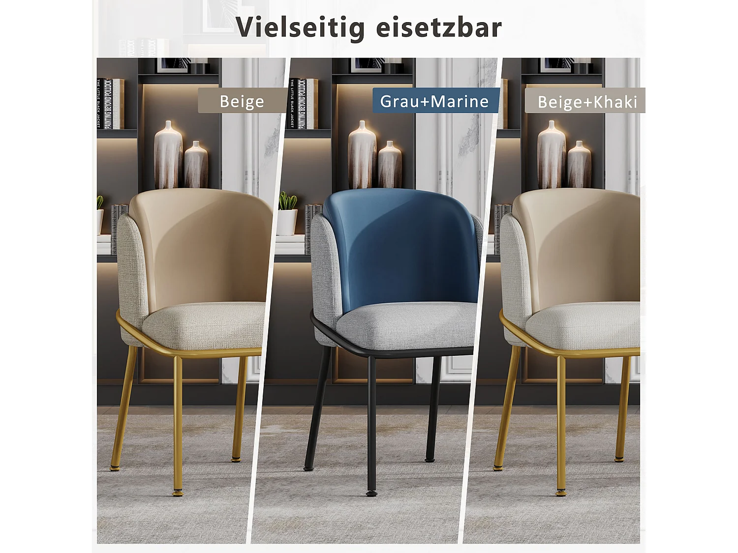 Moderne designstoel met verstelbare poten, metaal en hout, beige (55x55x85cm)