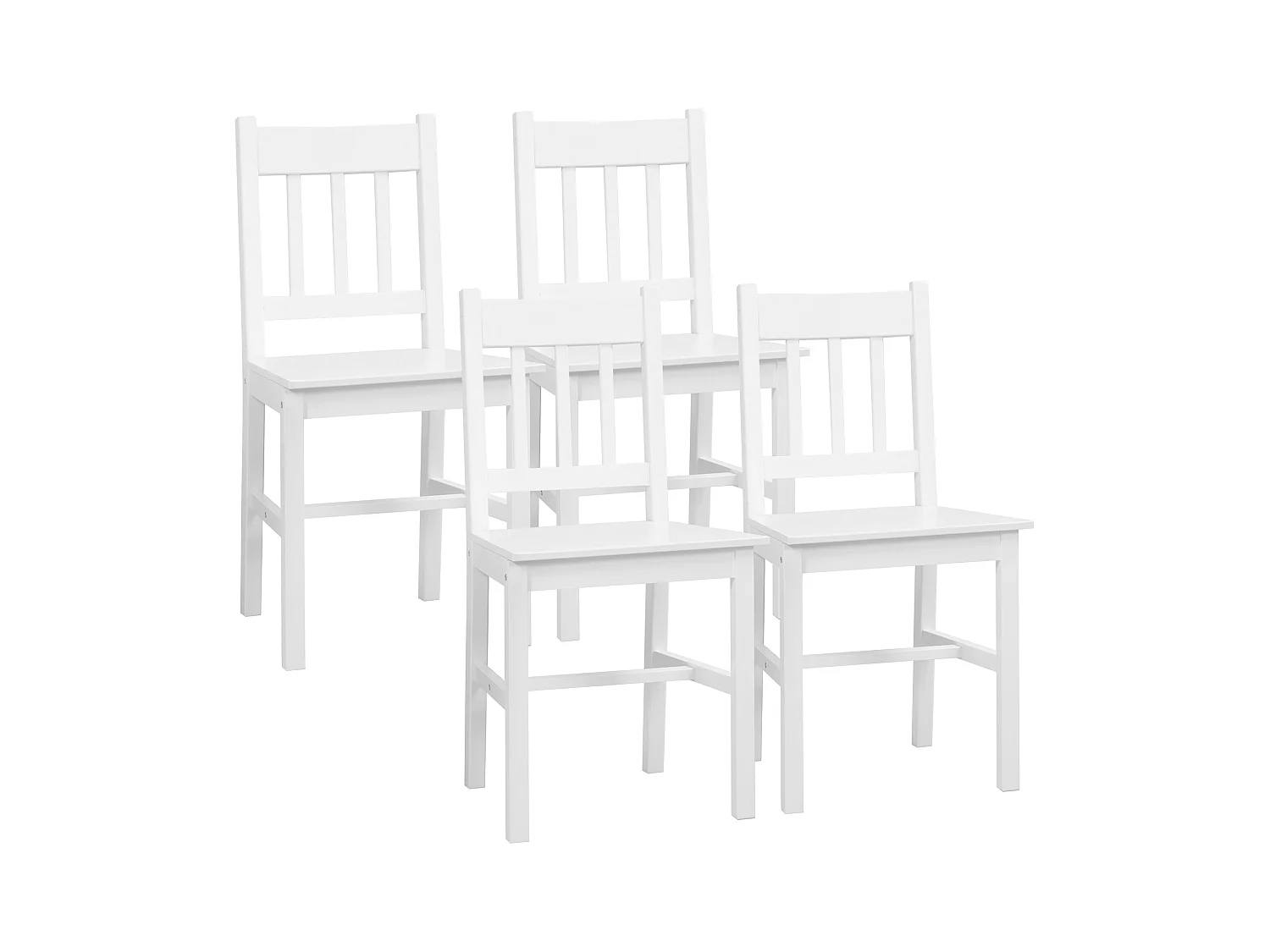 Chaises de Salle à Manger 4 Pièces, Design Moderne, Bois de Pin, Blanc (46.5x41x85.5 cm)