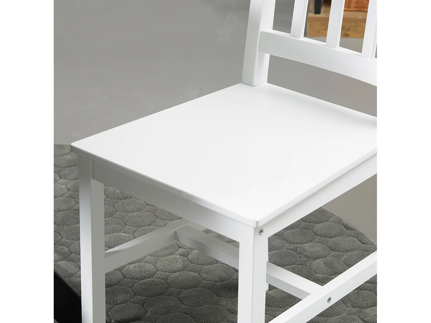 Set van 4 eetkamerstoelen, modern design, grenenhout, wit (46,5 x 41 x 85,5 cm)