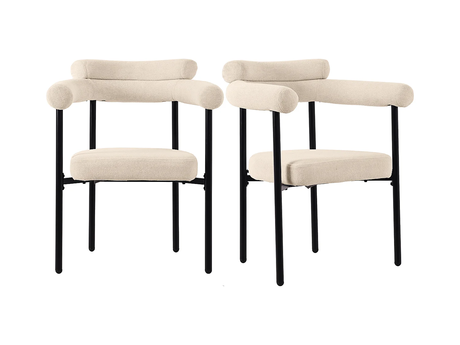 eetkamerstoelen, rotan rugleuning, PU zitting, modern design, metaal, beige (47x51x79 cm)