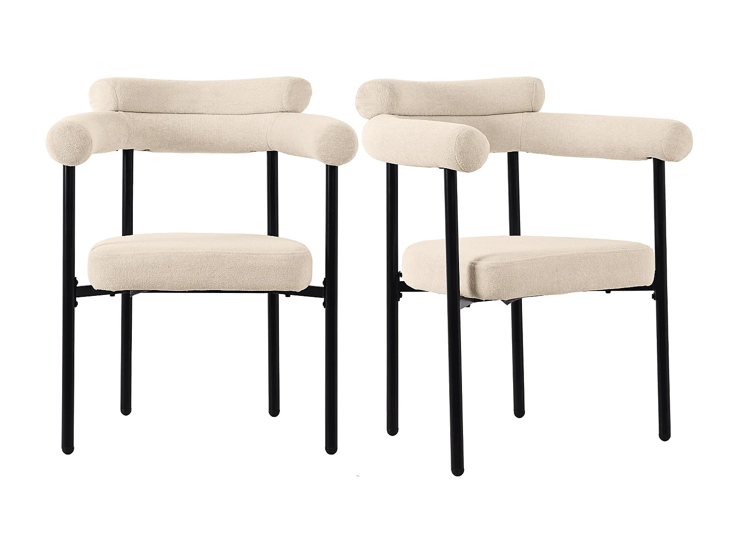 sedie da pranzo, schienale in rattan, seduta in PU, design moderno, metallo, beige (47x51x79 cm)