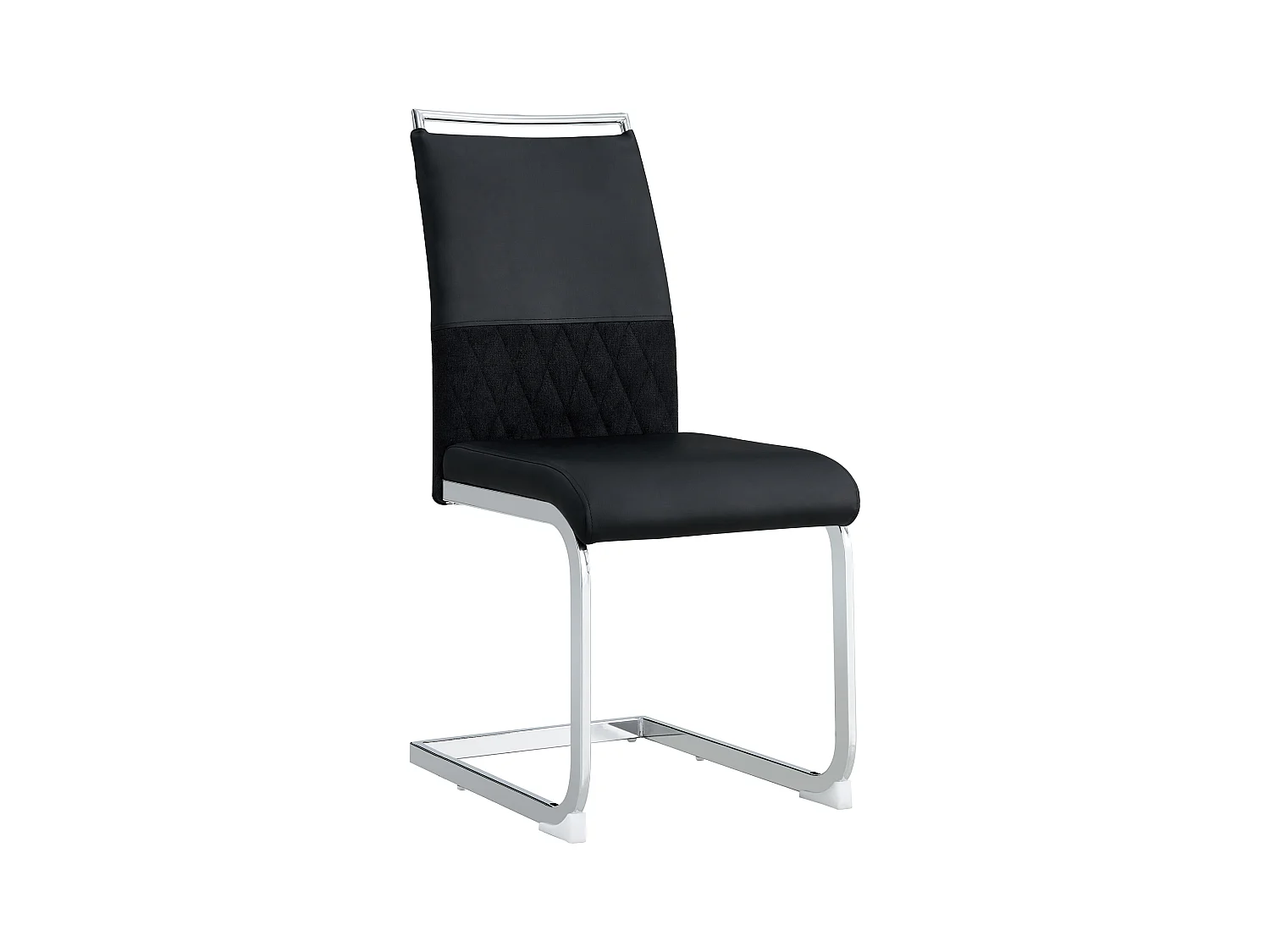 Lot de 6 chaises de salle à manger modernes, dossier en PU et lin, assise en velours, structure métallique, noir (42x48x95 cm)