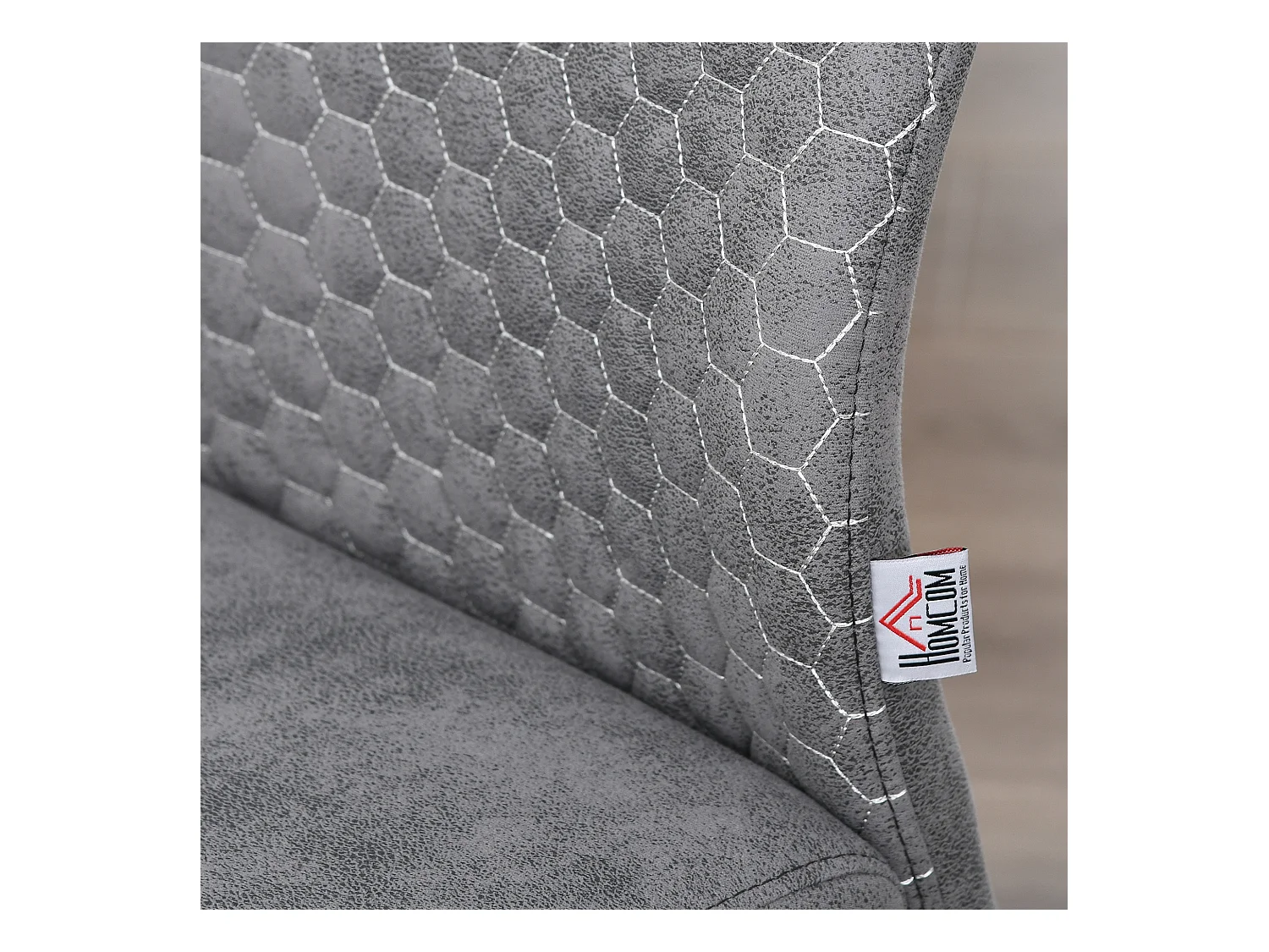 Ensemble de 4 chaises de salle à manger design, dossier incliné velours et structure métal, gris (45x61x98 cm)