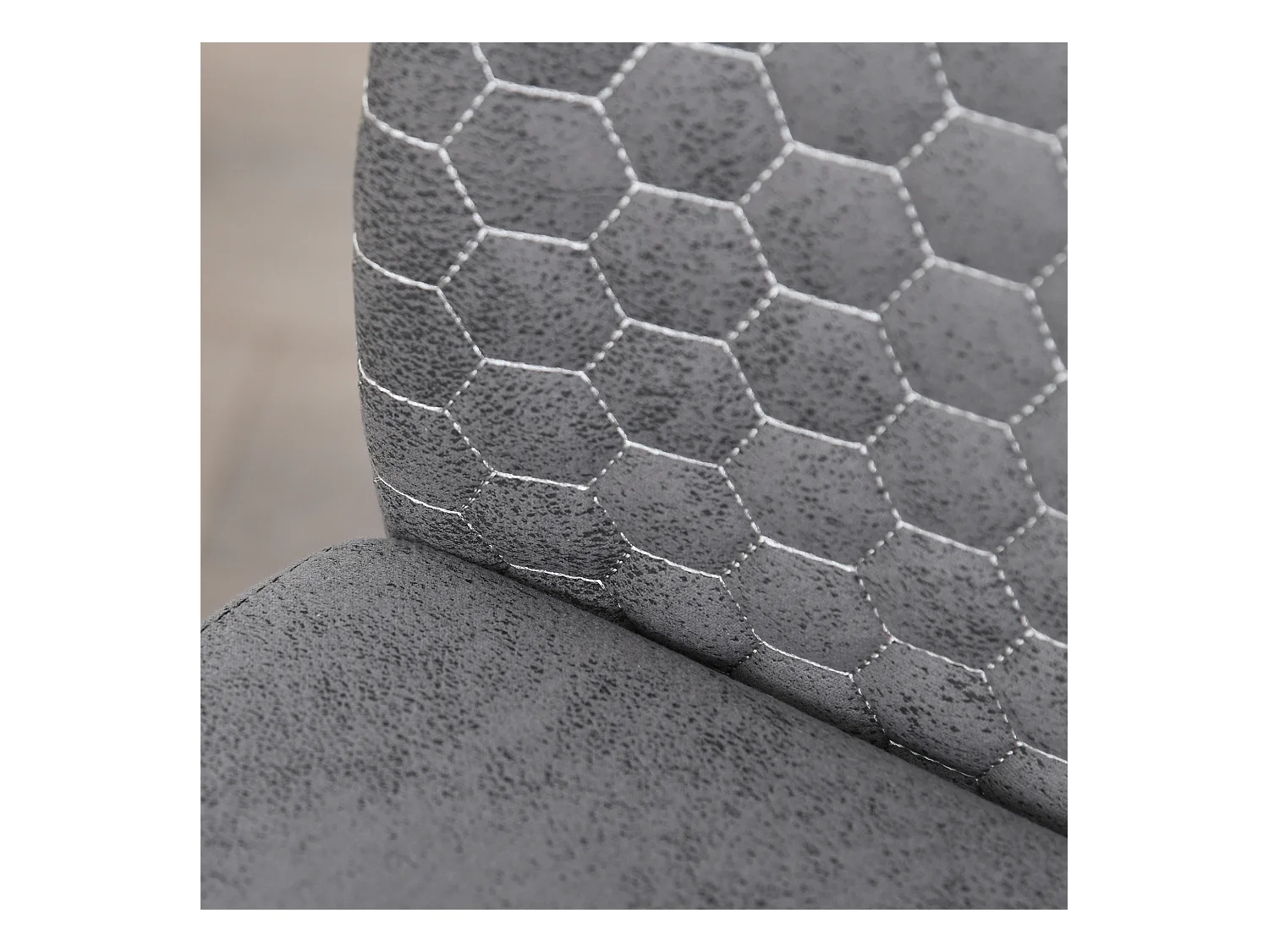 Ensemble de 4 chaises de salle à manger design, dossier incliné velours et structure métal, gris (45x61x98 cm)