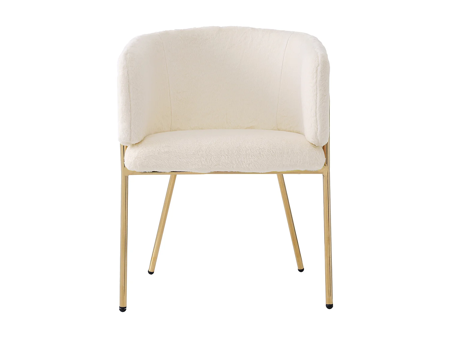 Fauteuil de loisir 2 pièces, luxe léger, pieds métalliques, fausse fourrure beige (64.77x59.69x55.88 cm)