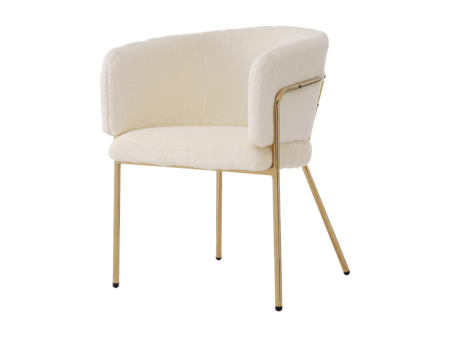 Fauteuil de loisir 2 pièces, luxe léger, pieds métalliques, fausse fourrure beige (64.77x59.69x55.88 cm)