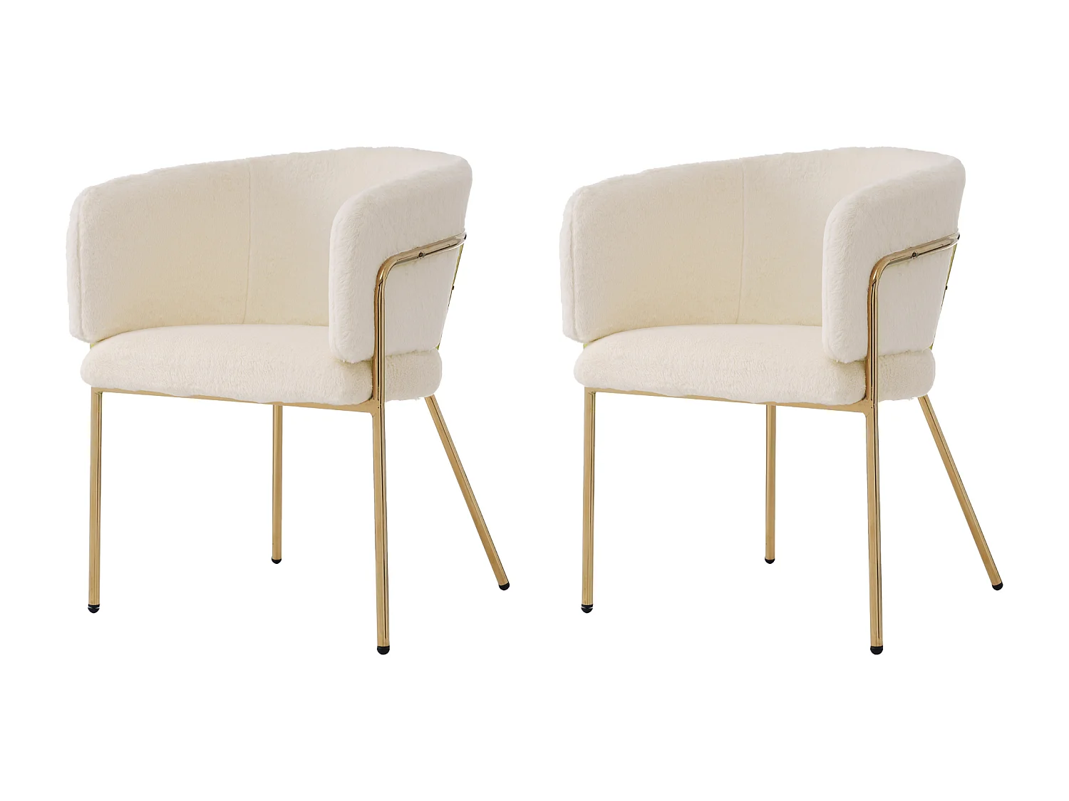 Fauteuil de loisir 2 pièces, luxe léger, pieds métalliques, fausse fourrure beige (64.77x59.69x55.88 cm)