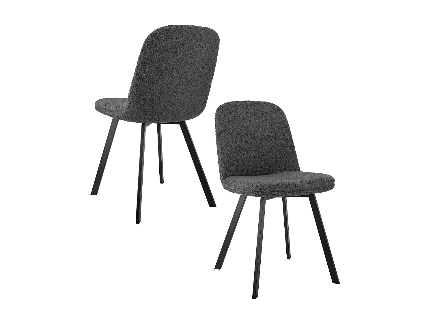 Set di 2 sedie da pranzo, tessuto in pile, struttura in metallo, grigio (44x41x89 cm)