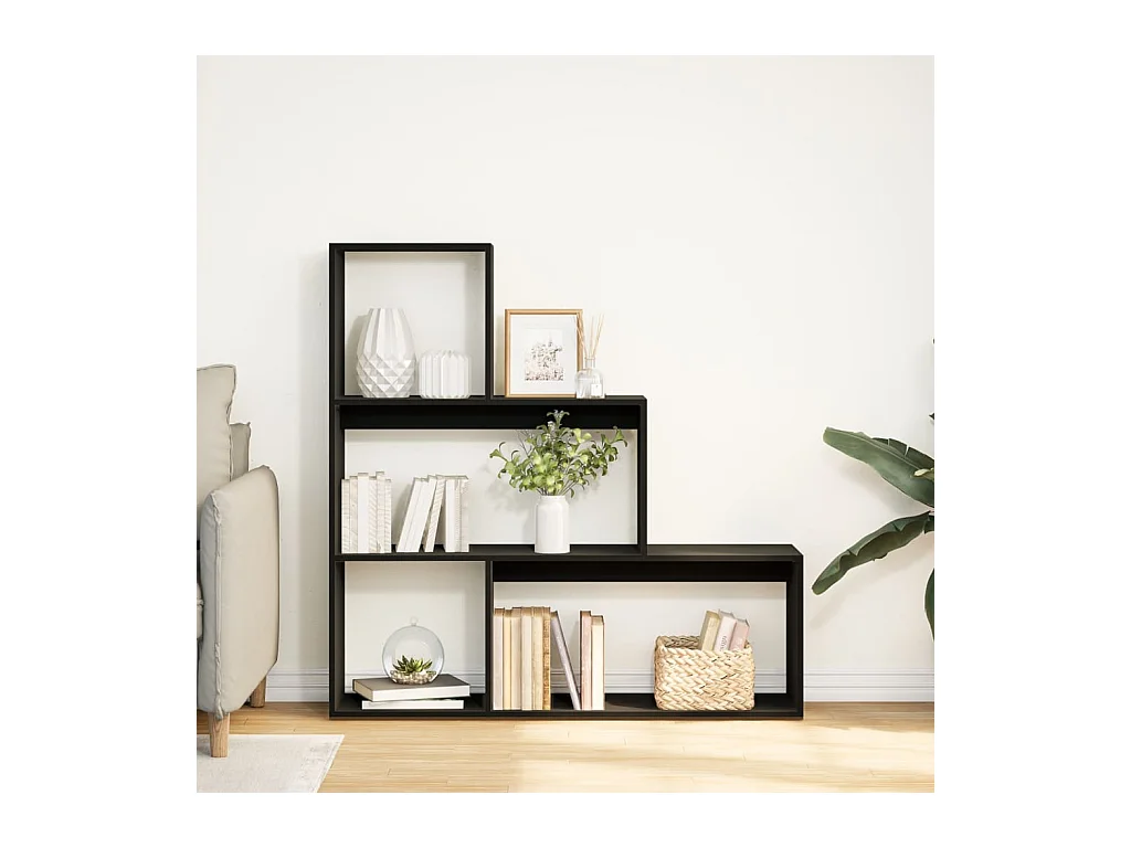 Étagère séparatrice de pièce à 3 niveaux noir 123x29x123 cm