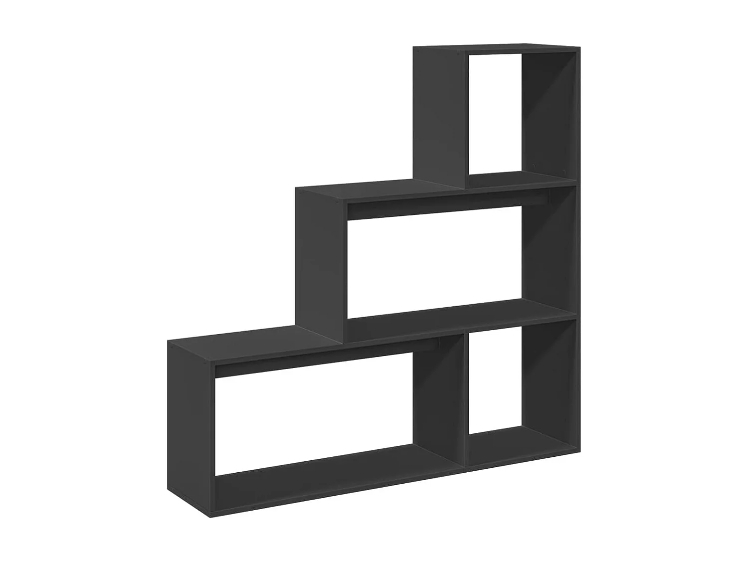 Estantería separadora de 3 niveles negra 123x29x123 cm