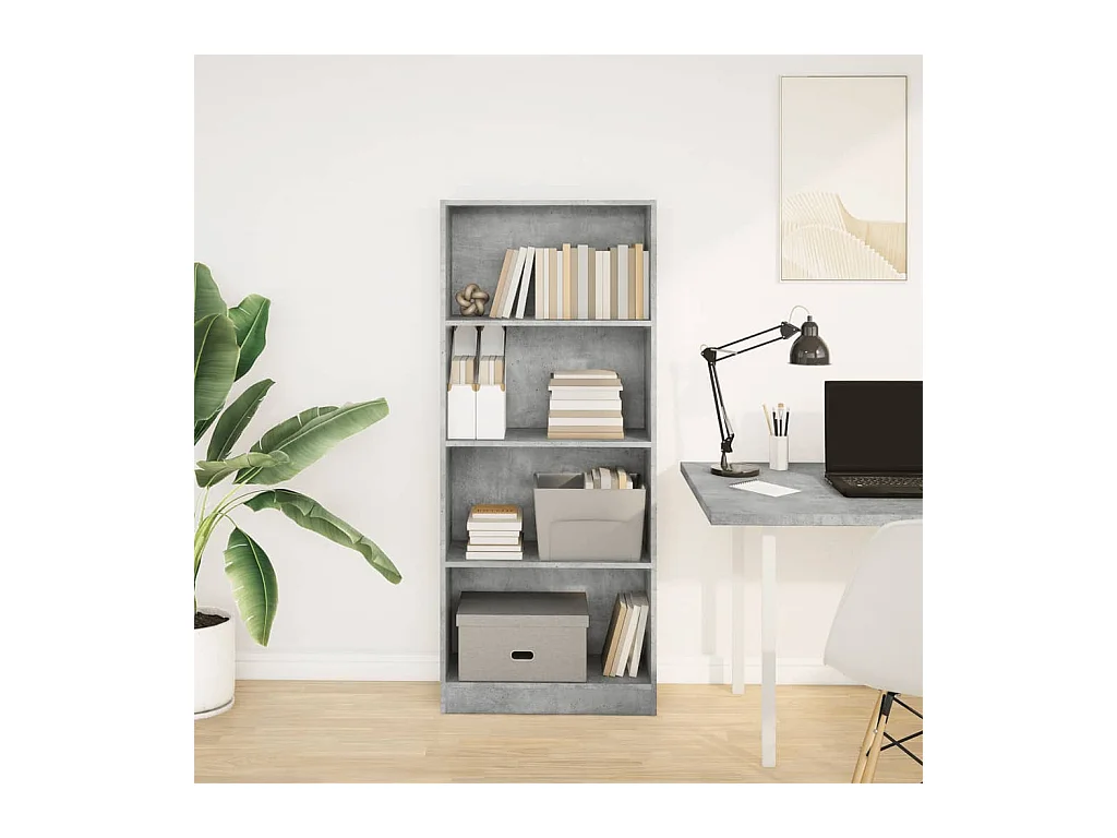 Bibliothèque gris béton 60x24x143 cm bois d'ingénierie