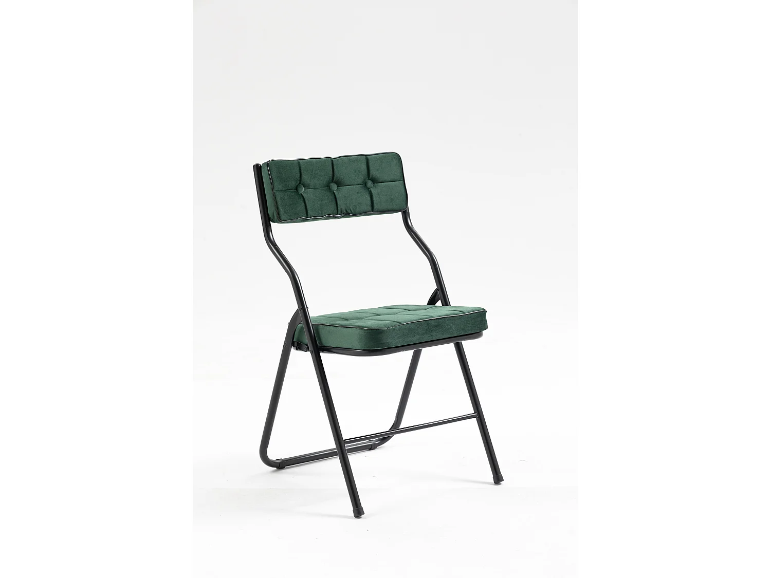 Chaises pliantes 2 pièces, chaises de salle à manger avec coussin, acier, vert (46x47x80 cm)