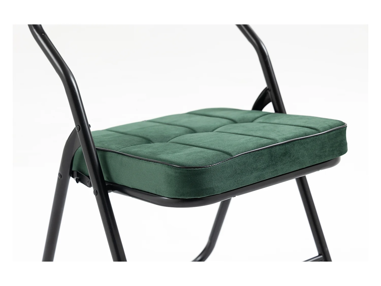 2-delige klapstoelen, eetkamerstoelen met kussen, staal, groen (46x47x80 cm)