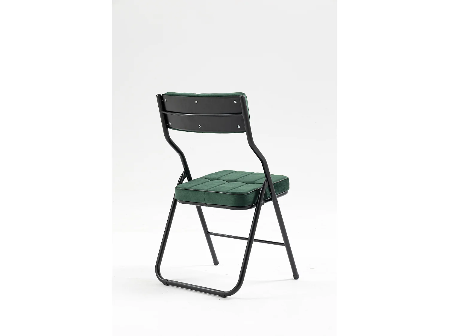 2-delige klapstoelen, eetkamerstoelen met kussen, staal, groen (46x47x80 cm)