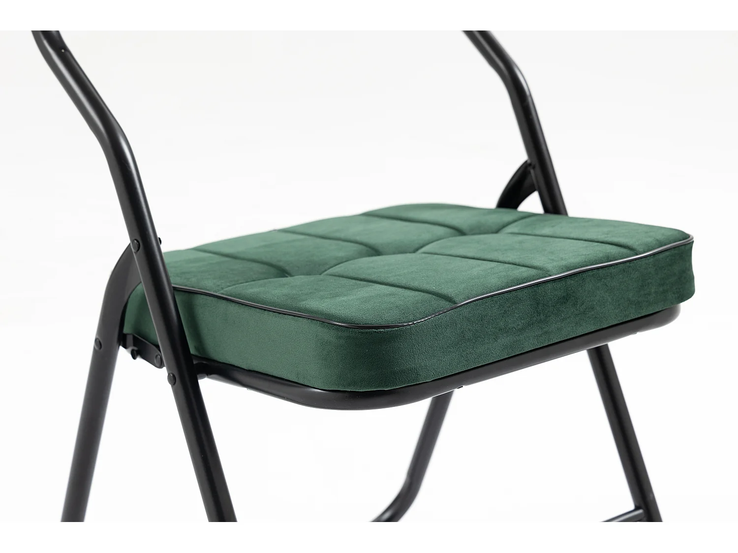 2-delige klapstoelen, eetkamerstoelen met kussen, staal, groen (46x47x80 cm)