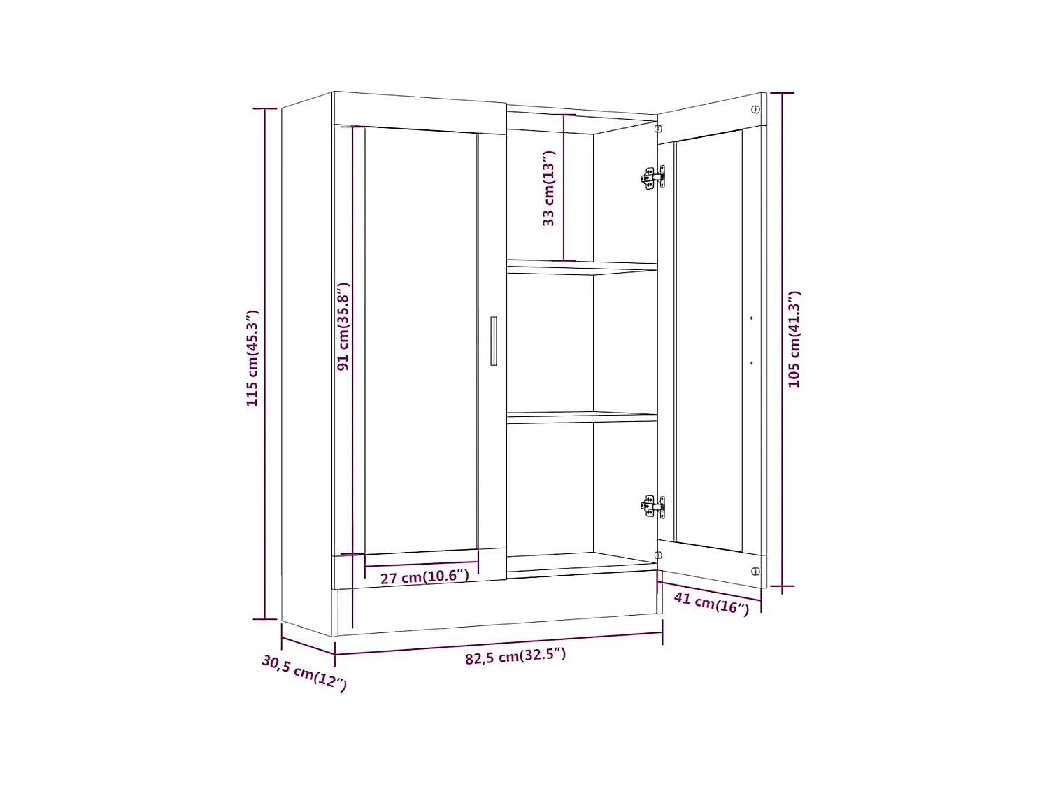 Armoire à vitrine Sonoma gris 82,5x30,5x115cm Bois d'ingénierie