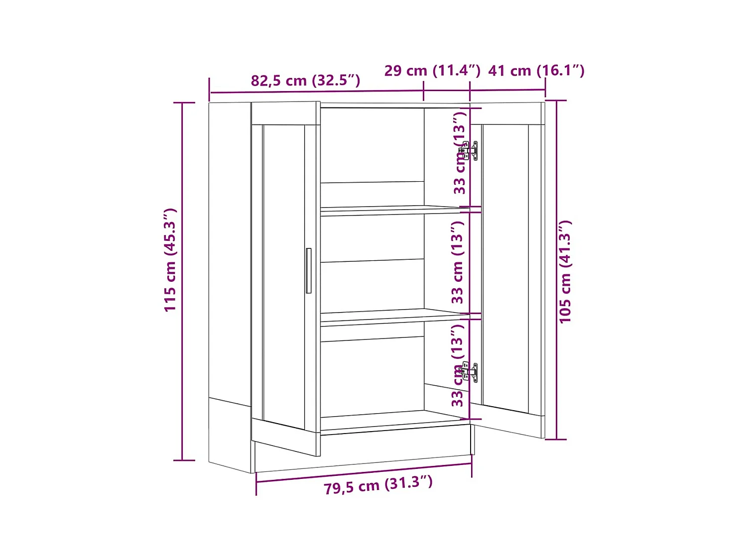 Armoire à vitrine Sonoma gris 82,5x30,5x115cm Bois d'ingénierie