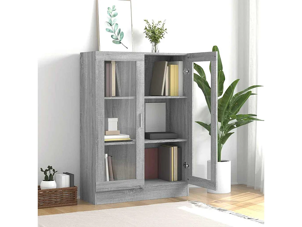 Armoire à vitrine Sonoma gris 82,5x30,5x115cm Bois d'ingénierie