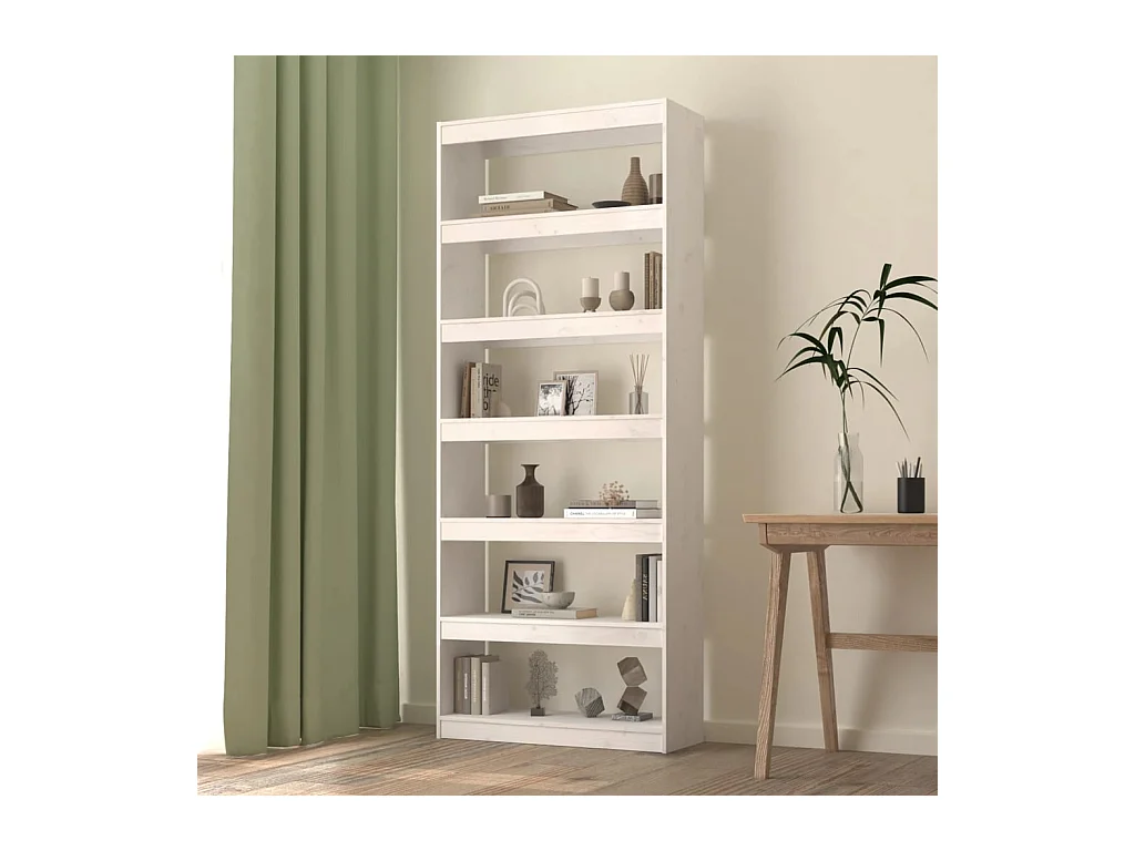 Bibliothèque/Séparateur de pièce Blanc 80x30x199,5cm Pin massif