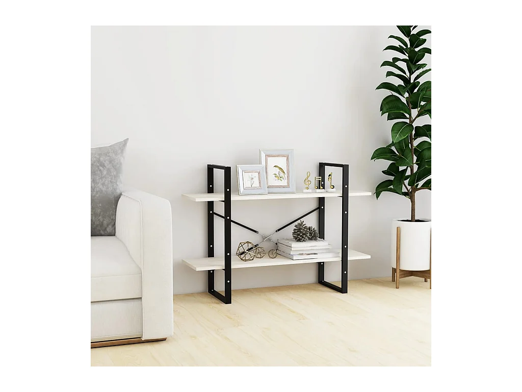 Librería de 2 niveles Blanca 100x30x70 cm Madera maciza de pino