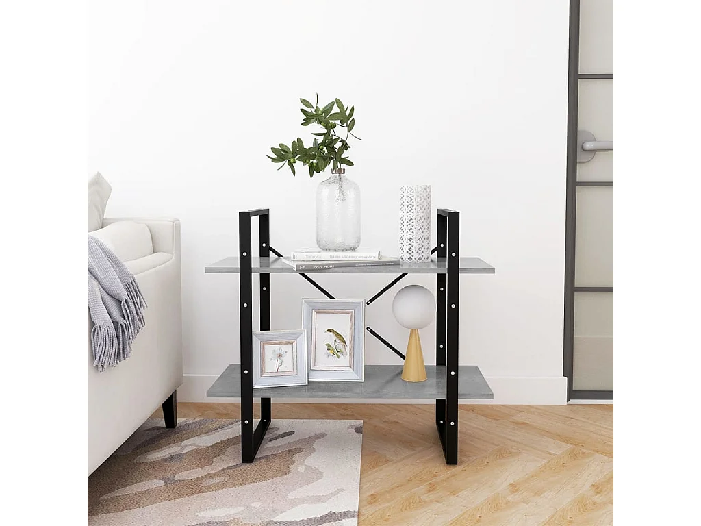 Bibliothèque à 2 niveaux Gris béton 80x30x70 cm bois ingénierie