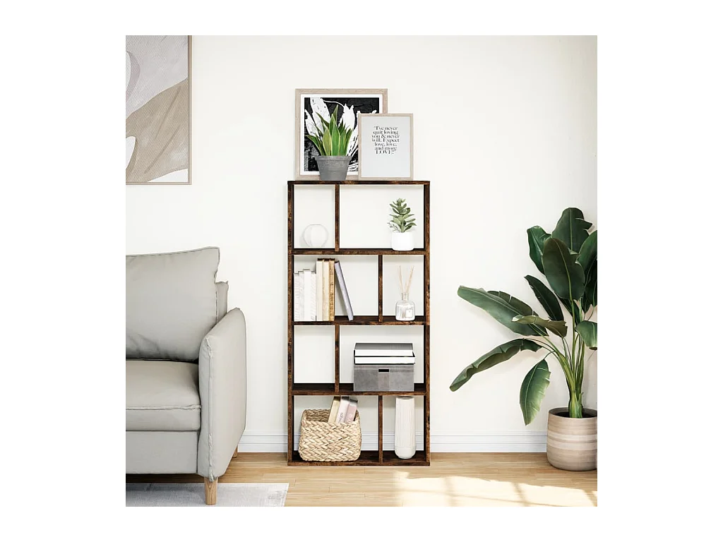 Bibliothèque chêne fumé 60x20x120 cm bois d'ingénierie