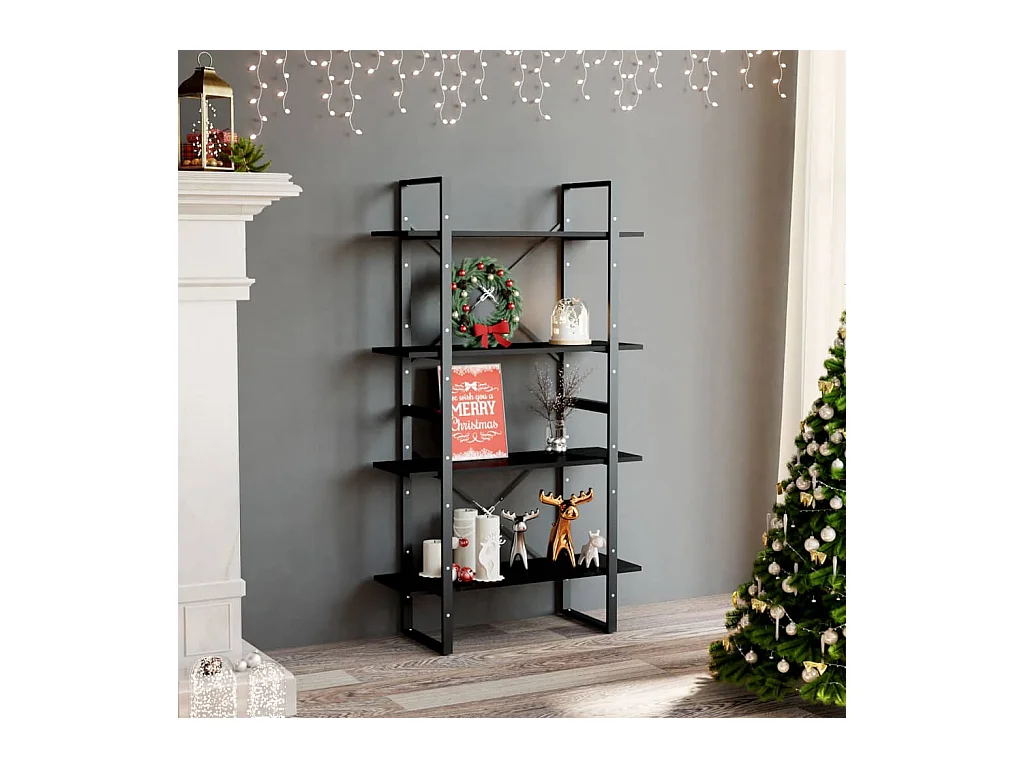 Librería de 4 niveles negra 80x30x140 cm madera de ingeniería
