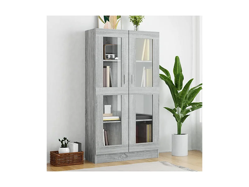 Armoire à vitrine Sonoma gris 82,5x30,5x150cm Bois d'ingénierie