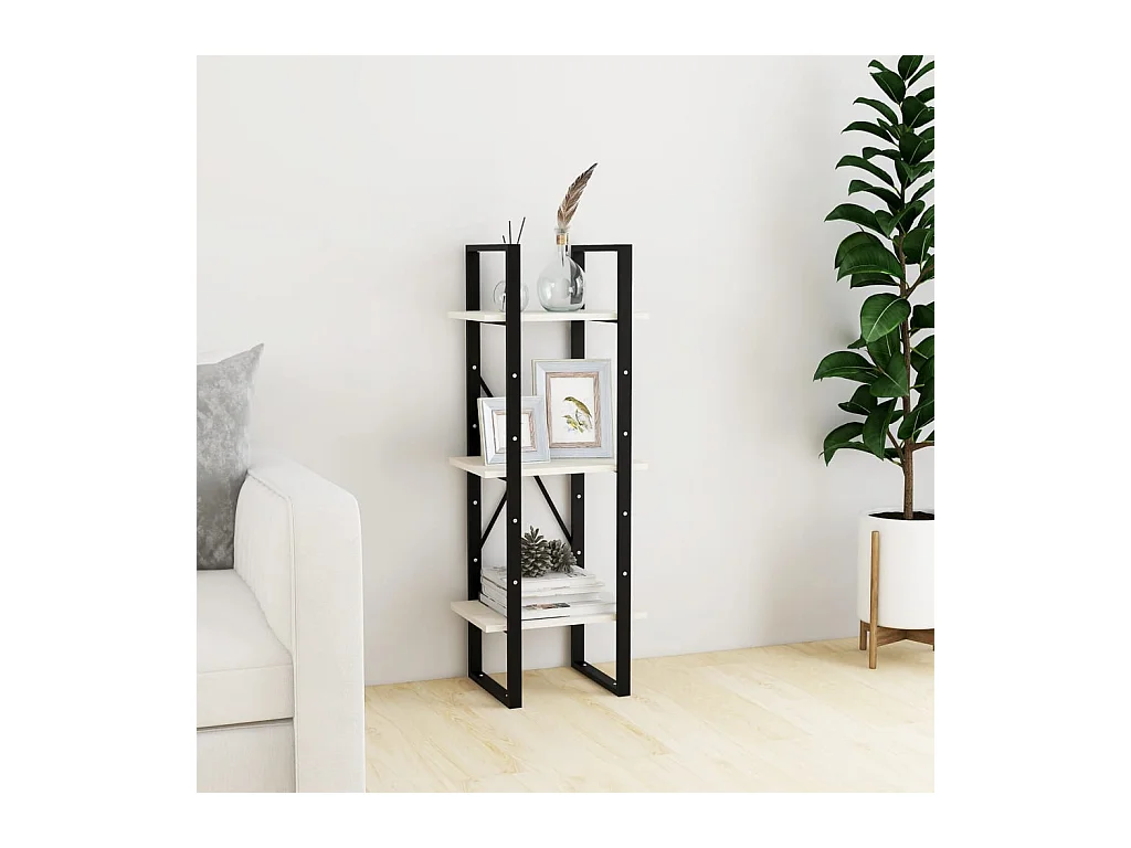 Librería de 3 niveles Blanca 40x30x105 cm Madera maciza de pino