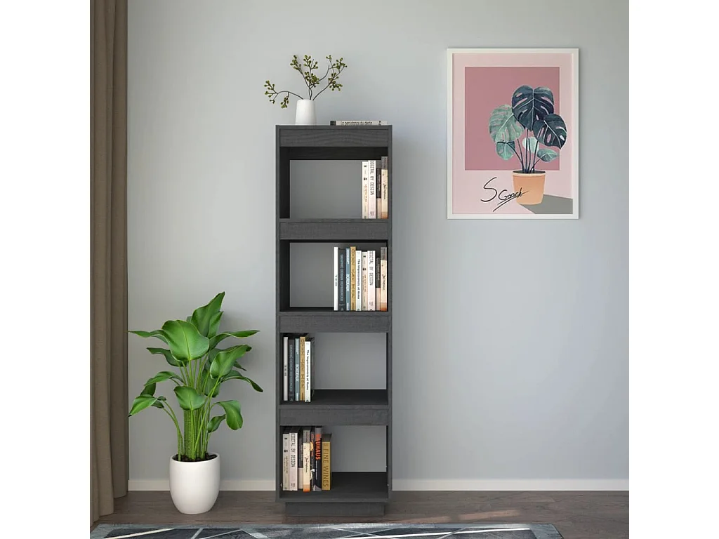 Bibliothèque/Séparateur de pièce gris 40x35x135 cm pin massif